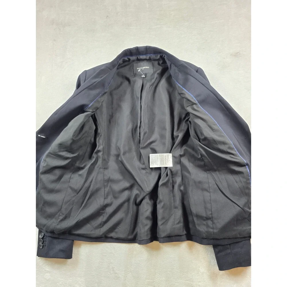 Banana Republic Blazer Women 4 Black Cotton Blend Professional Career Jacket